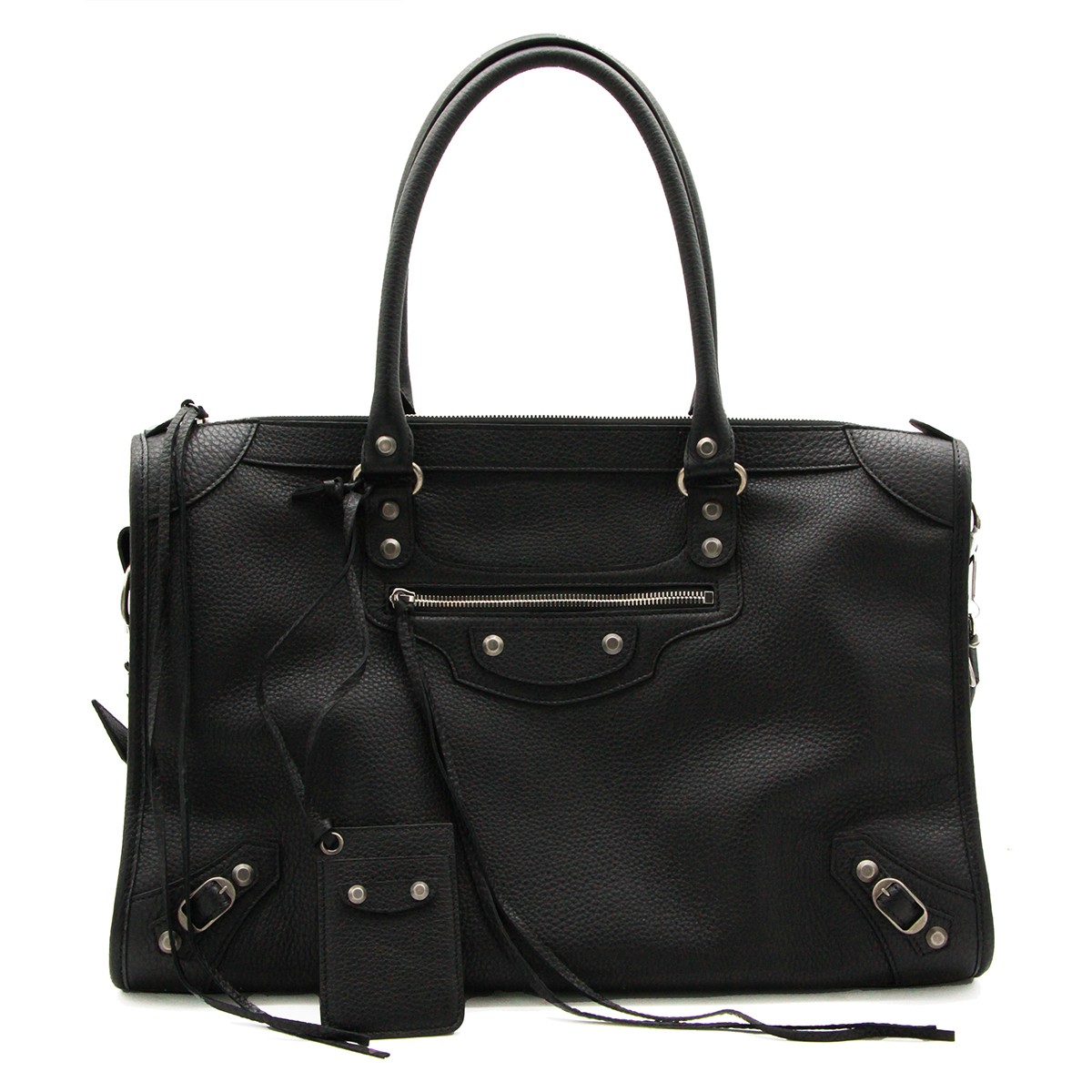 BLACK LEATHER LE CITY TOP HANDLE BAG