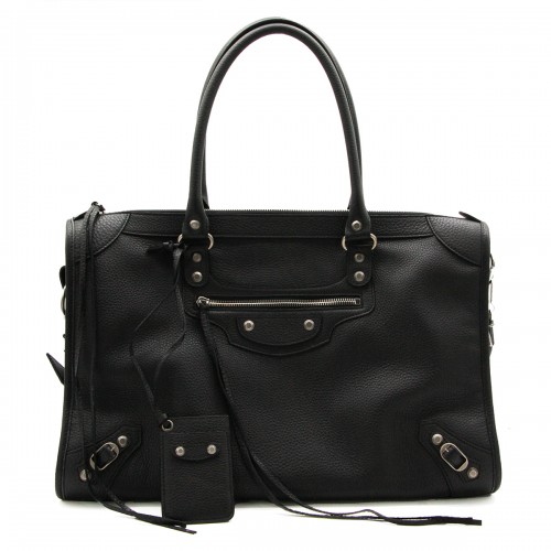 BLACK LEATHER LE CITY TOP HANDLE BAG