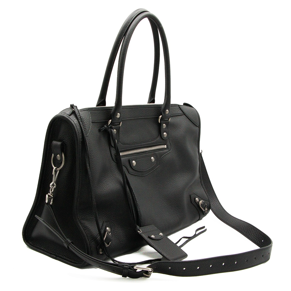 BLACK LEATHER LE CITY TOP HANDLE BAG