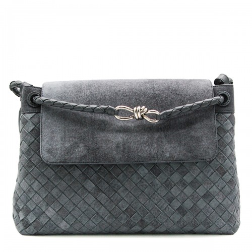 GREY LEATHER ANDIAMO MESSENGER
