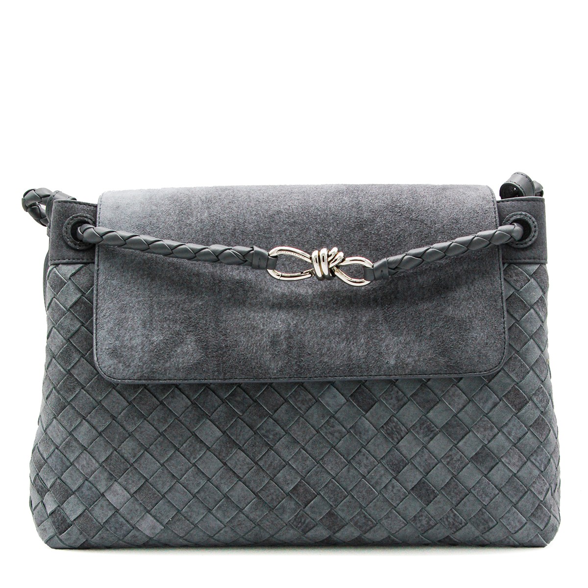 GREY LEATHER ANDIAMO MESSENGER