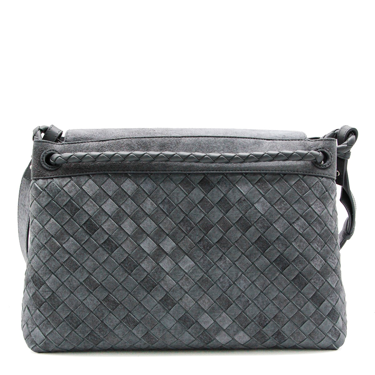 GREY LEATHER ANDIAMO MESSENGER