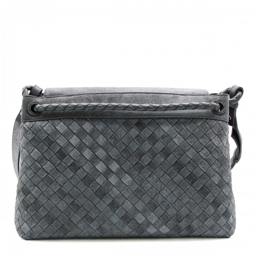 GREY LEATHER ANDIAMO MESSENGER