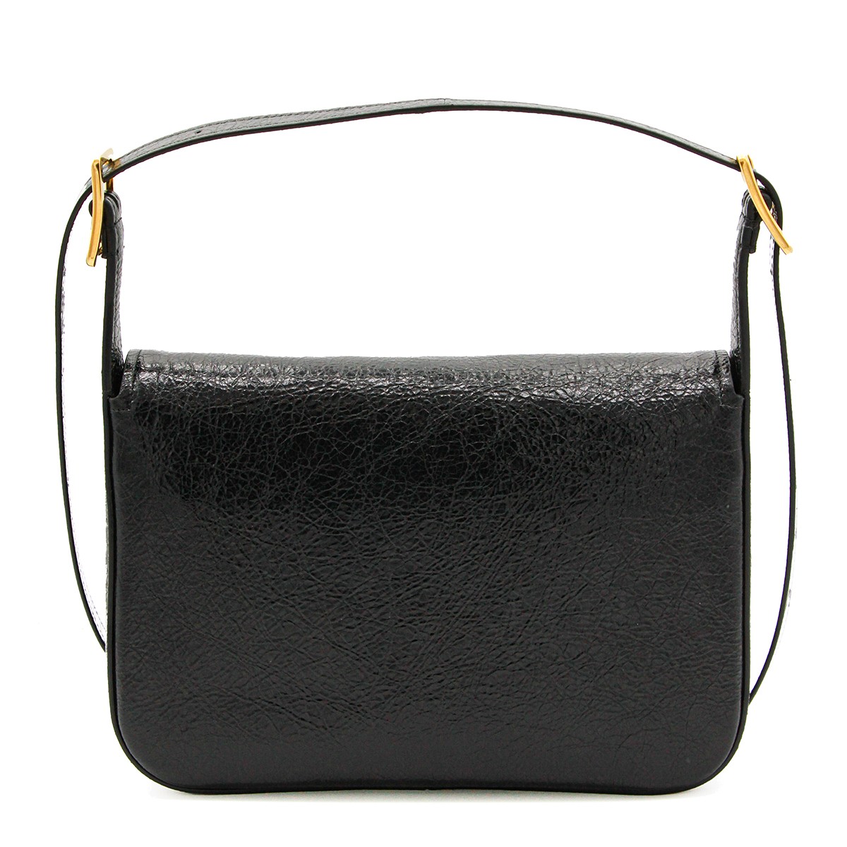 BLACK LEATHER CLICK MEDIUM SHOULDER BAG