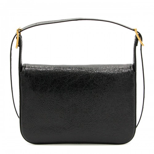BLACK LEATHER CLICK MEDIUM SHOULDER BAG