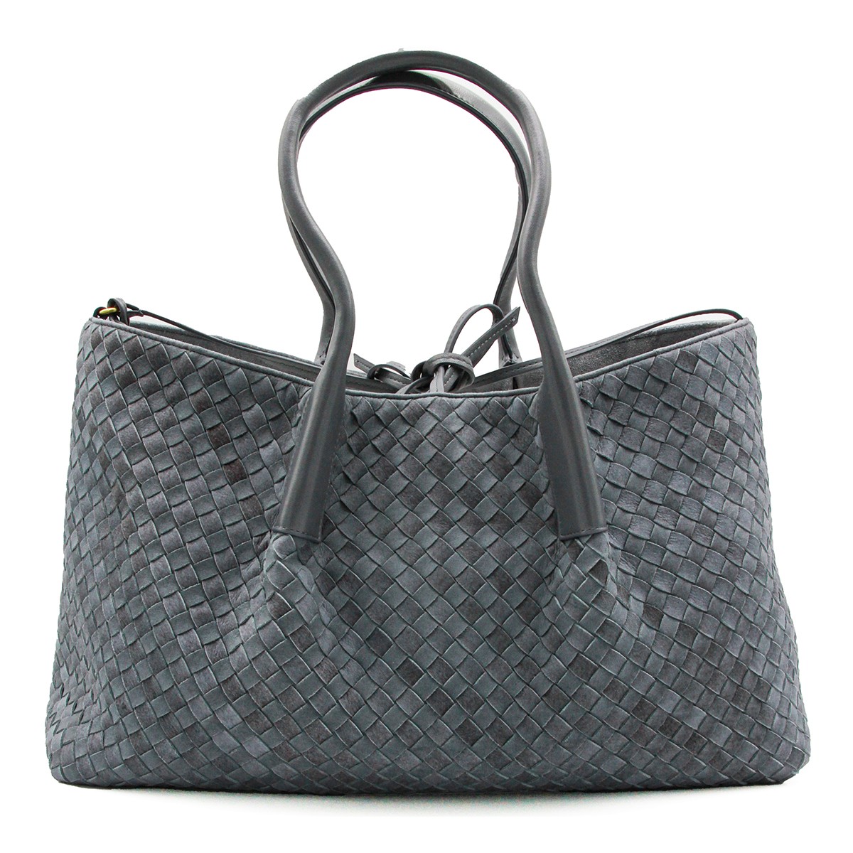 GREY LEATHER PINACOTECA LARGE BAG