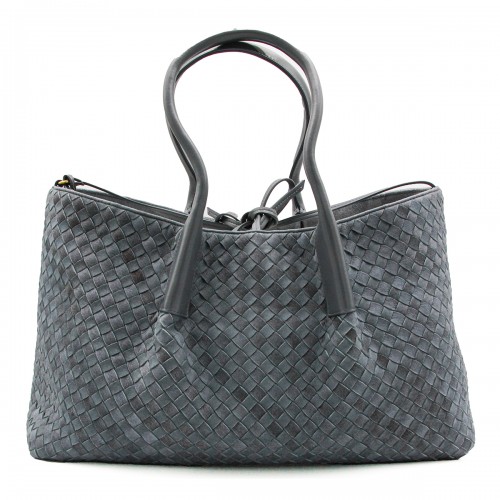 GREY LEATHER PINACOTECA LARGE BAG