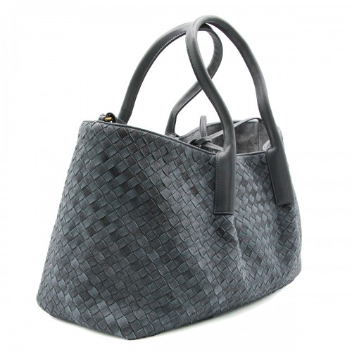 GREY LEATHER PINACOTECA LARGE BAG