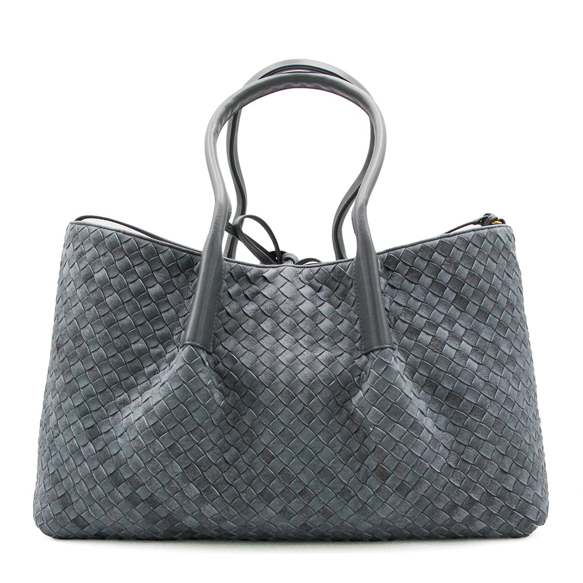 GREY LEATHER PINACOTECA LARGE BAG
