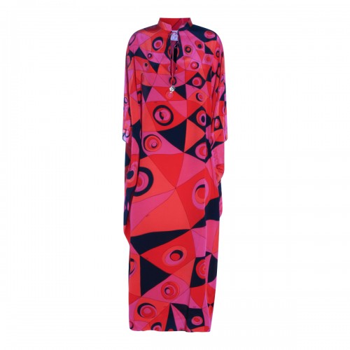 FUCHSIA AND BLACK SILK DRESS