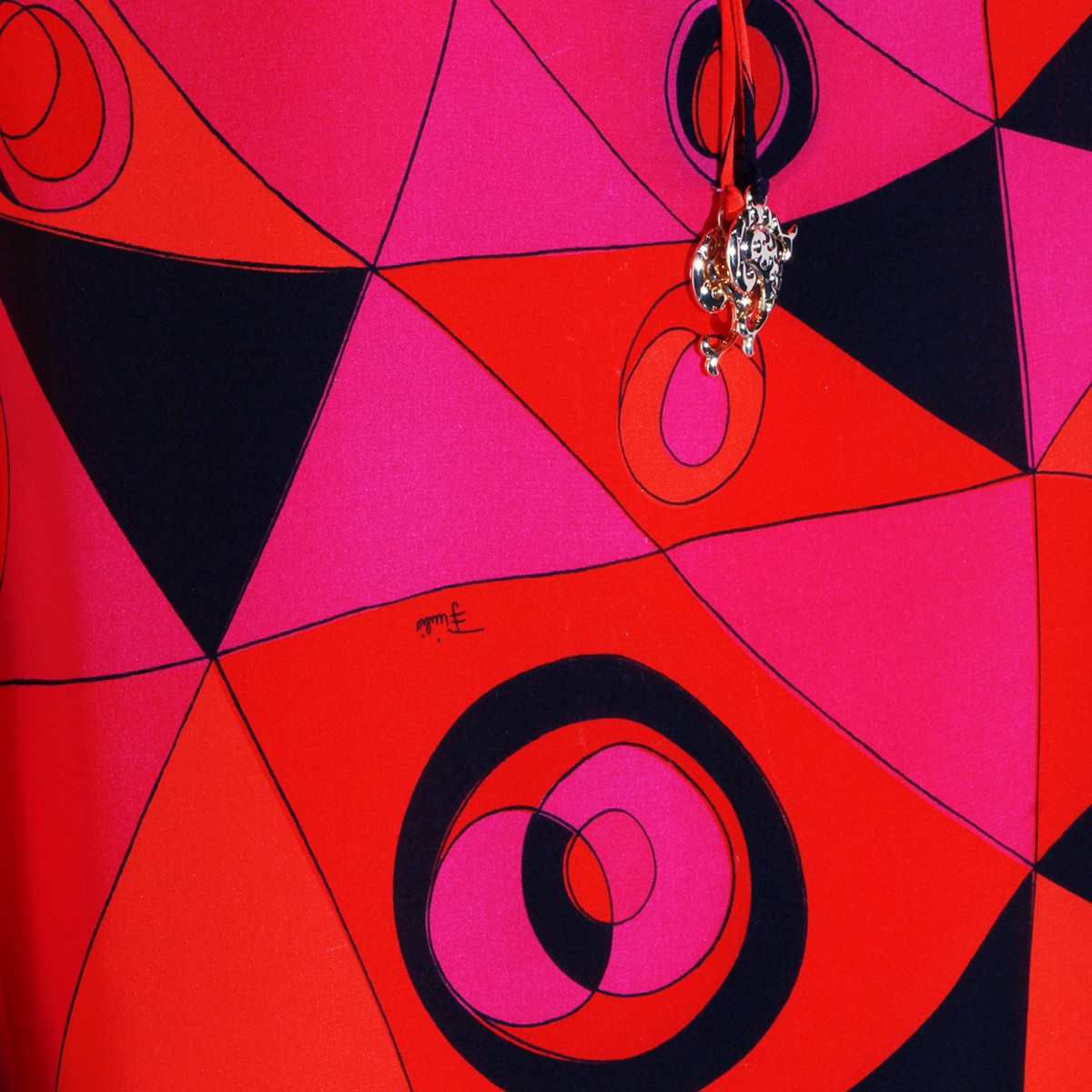 FUCHSIA AND BLACK SILK DRESS