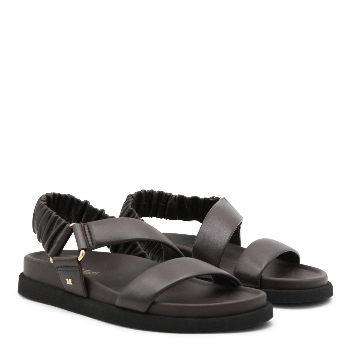CHOCOLATE BROWN LEATHER MACRO FLATS