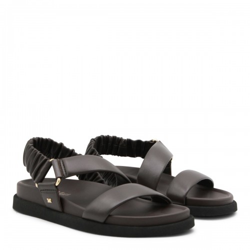 CHOCOLATE BROWN LEATHER MACRO FLATS