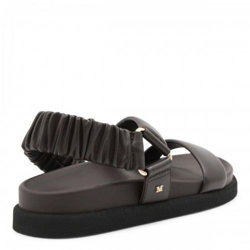 CHOCOLATE BROWN LEATHER MACRO FLATS