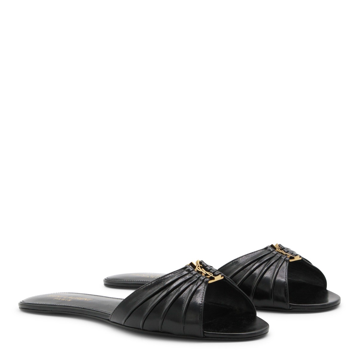 BLACK LEATHER FLATS