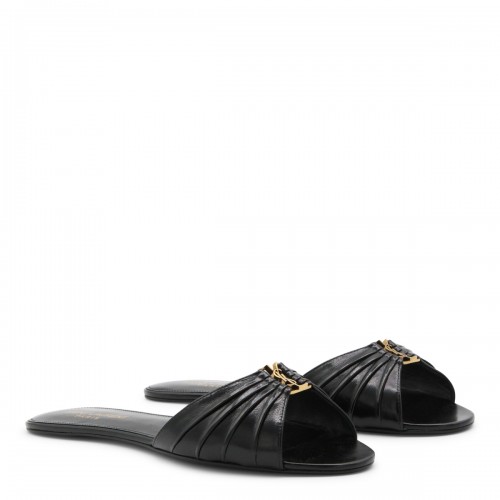 BLACK LEATHER FLATS