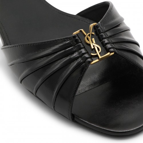 BLACK LEATHER FLATS