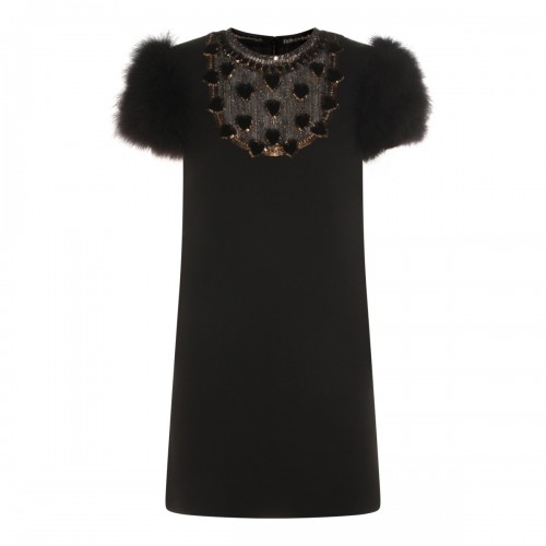 BLACK WOOL BLEND DRESS