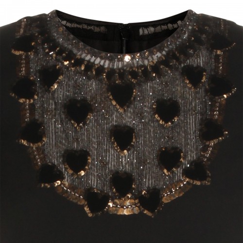 BLACK WOOL BLEND DRESS