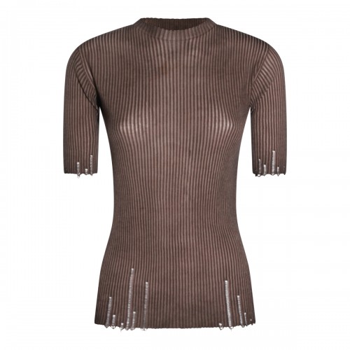 BROWN WOOL T-SHIRT