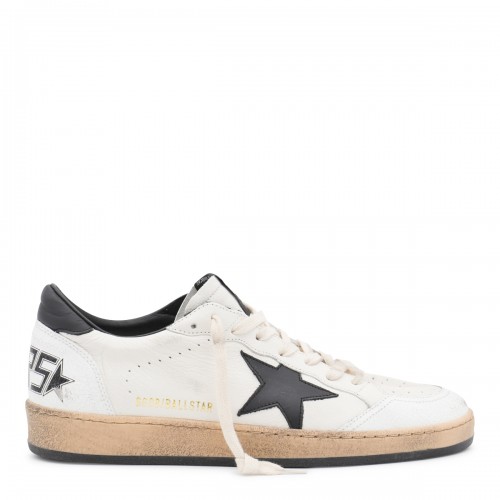 WHITE AND BLAVK LEATHER BALLSTAR SNEAKERS