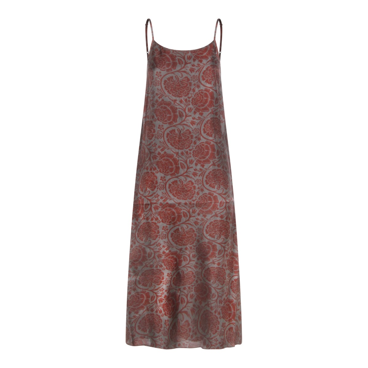 GREY AND RED VISCOSE BLEND DRESS