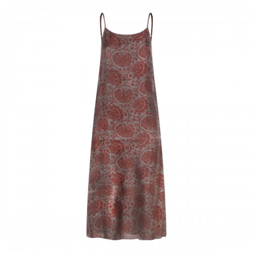 GREY AND RED VISCOSE BLEND DRESS