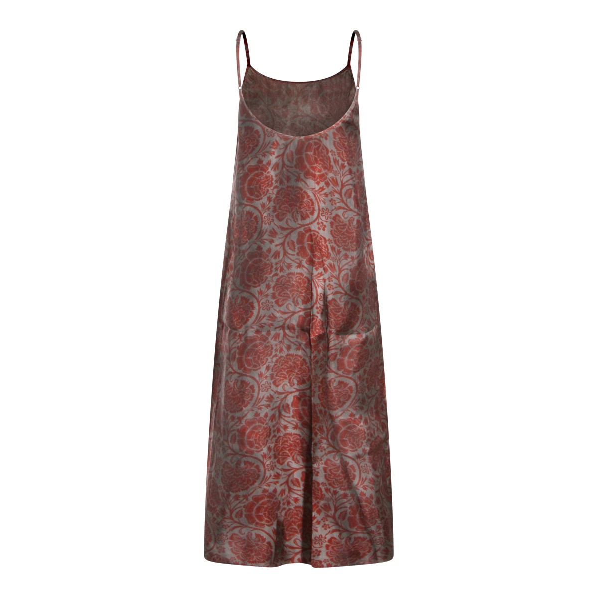 GREY AND RED VISCOSE BLEND DRESS