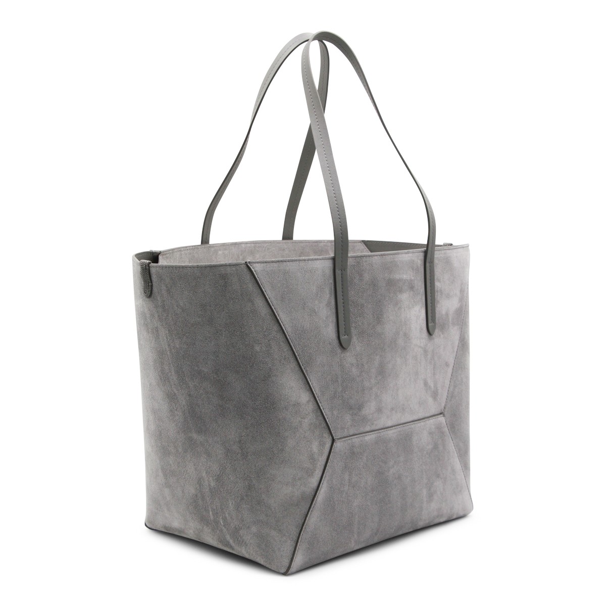 GREY LEATHER TOTE