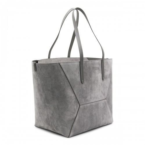 GREY LEATHER TOTE