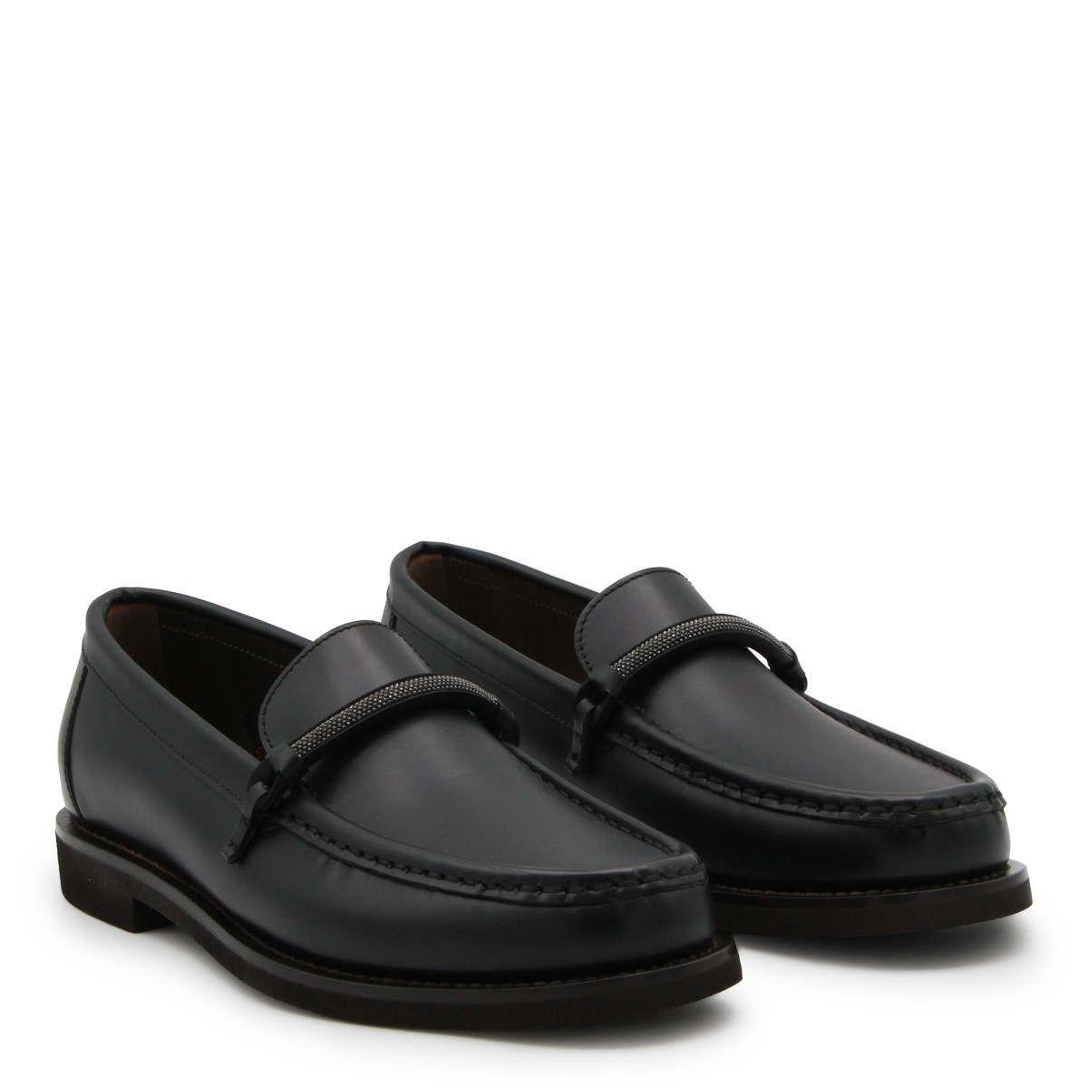BLACK LEATHER LOAFERS