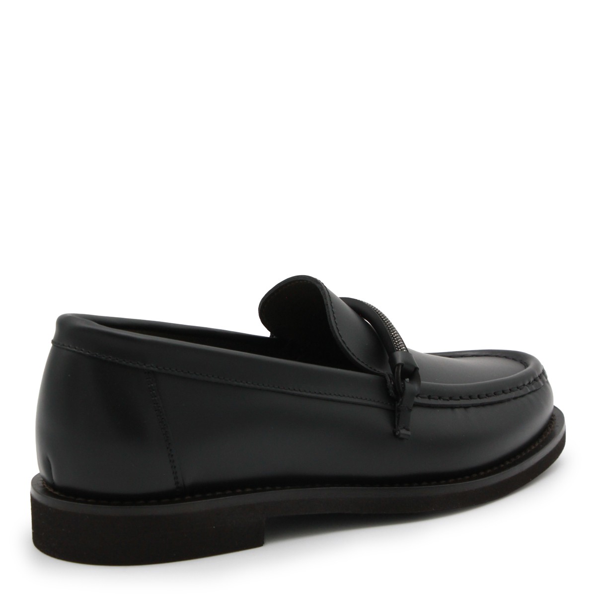 BLACK LEATHER LOAFERS