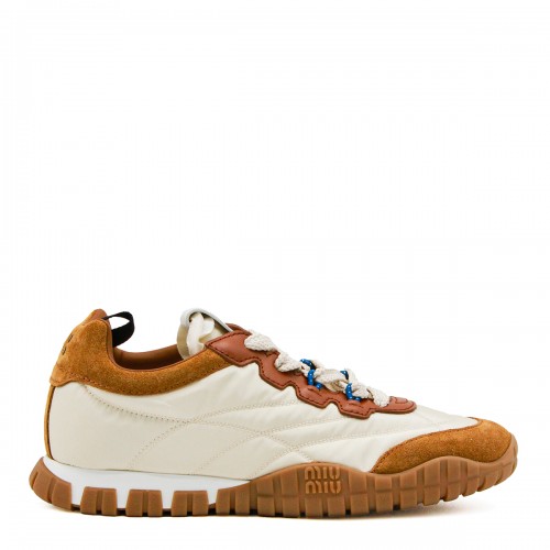 IVORY AND BROWN LEATHER...