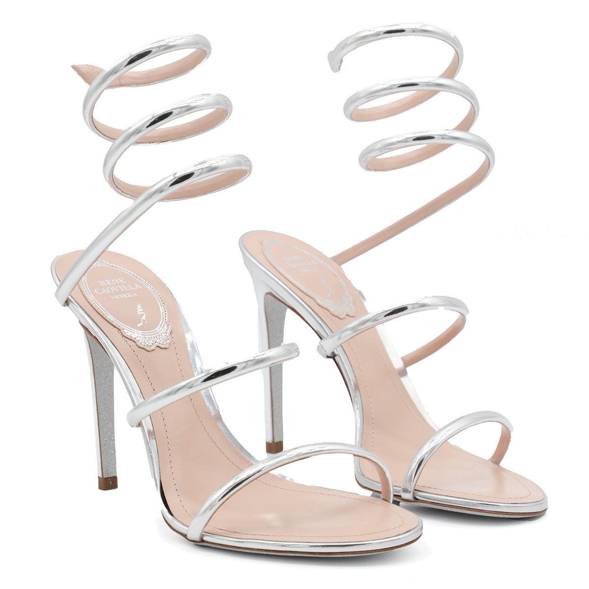 SILVER LEATHER CLEO SANDALS