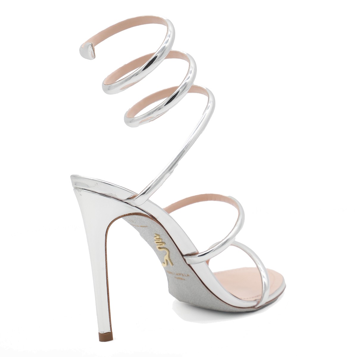 SILVER LEATHER CLEO SANDALS