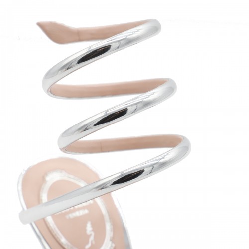 SILVER LEATHER CLEO SANDALS
