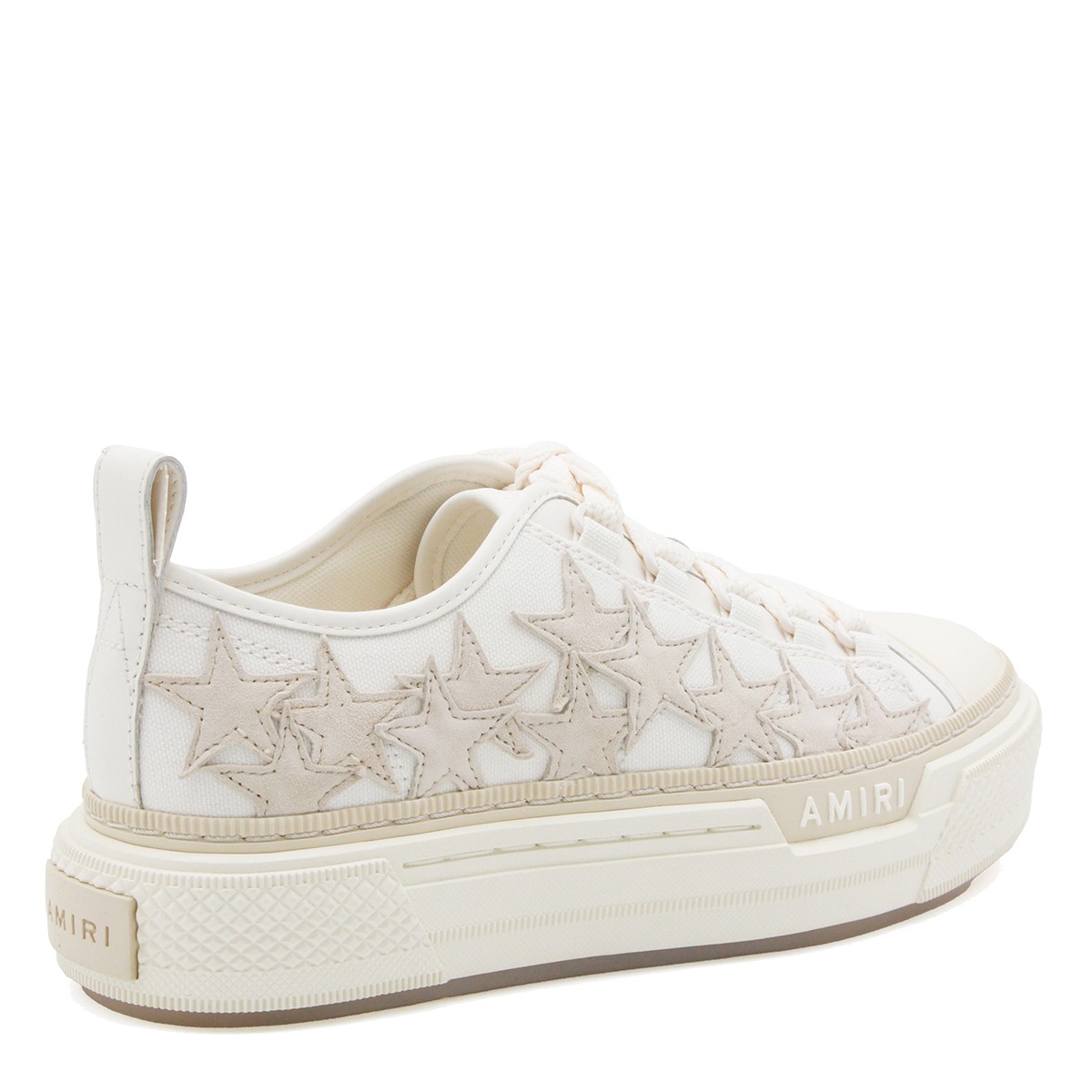 BEIGE LEATHER STARS COURT SNEAKERS