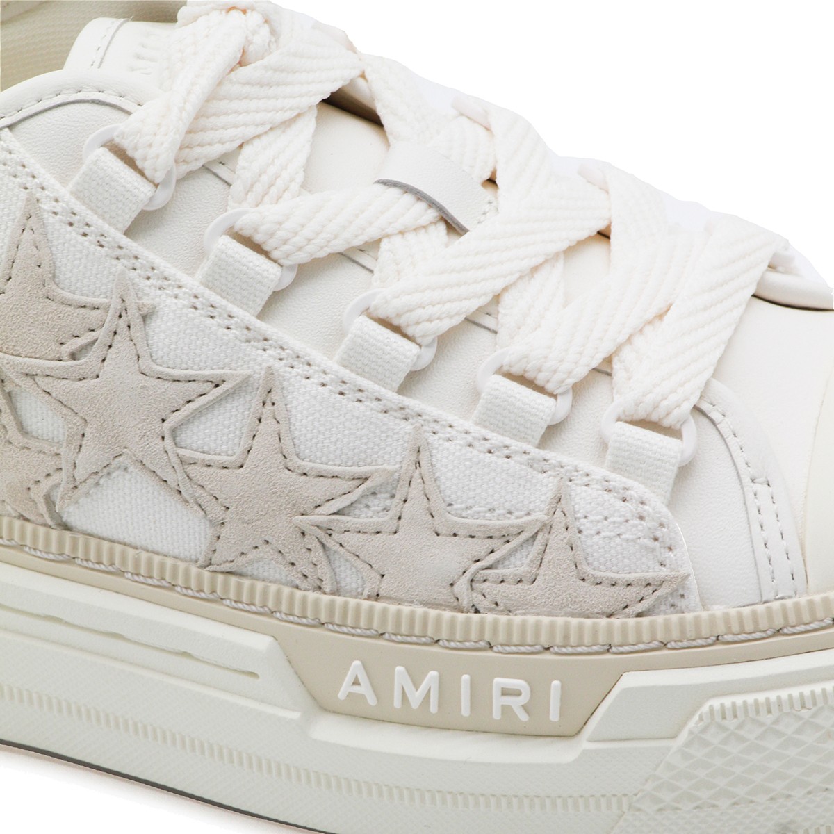 BEIGE LEATHER STARS COURT SNEAKERS