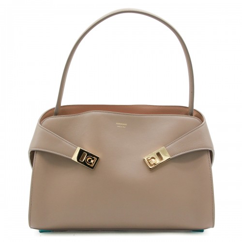 TAUPE LEATHER HUG SH S TOTE