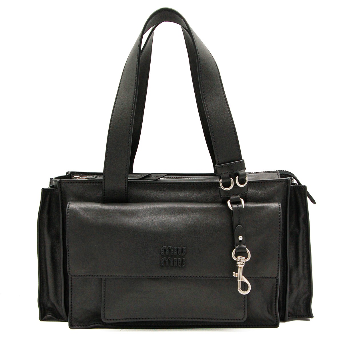 BLACK LEATHER SHOULDER BAG