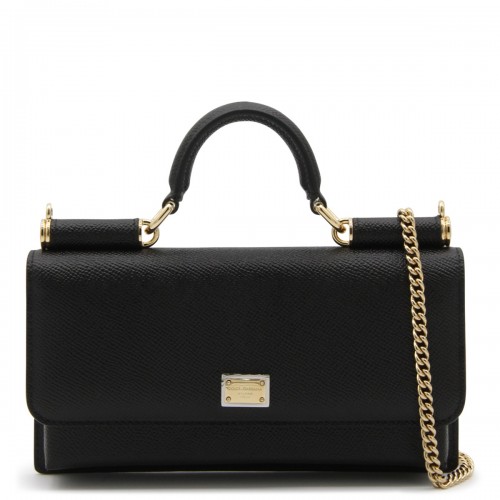 BLACK LEATHER WALLET ON CHAIN