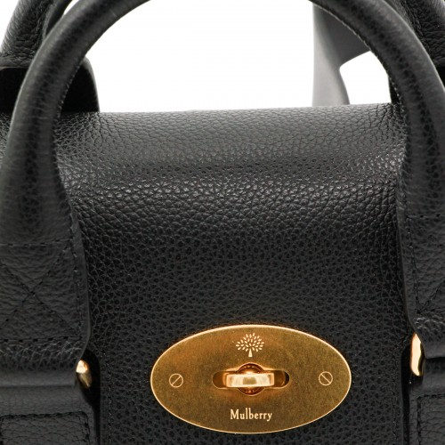 BLACK LEATHER MINI HERITAGE BAYSWATER TOP HANDLE BAG