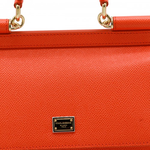 ORANGE LEATHER SICILY SMALL TOP HANDLE BAG