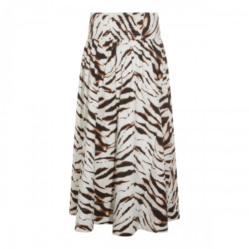 WHITE AND BROWN COTTON SKIRT