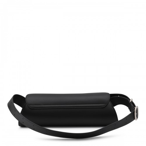 BLACK LEATHER CANNOLO GRANDE SHOULDER BAG
