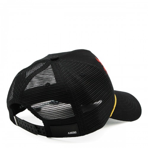 BLACK COTTON TRUCKER HAT 2