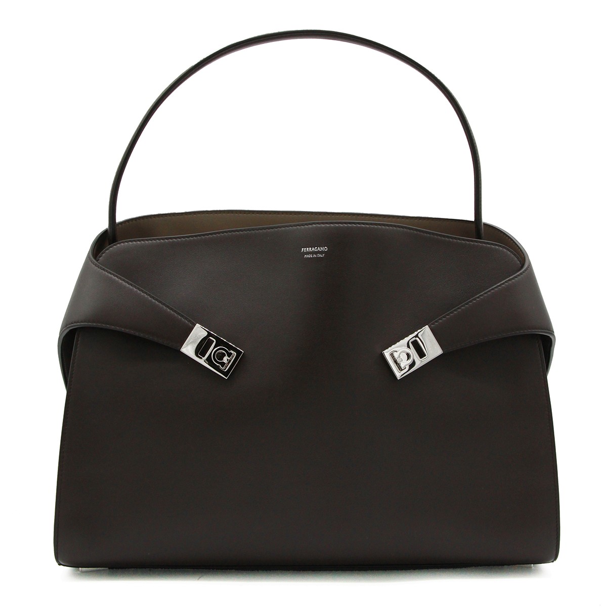DARK BROWN LEATHER HUG SH M TOTE