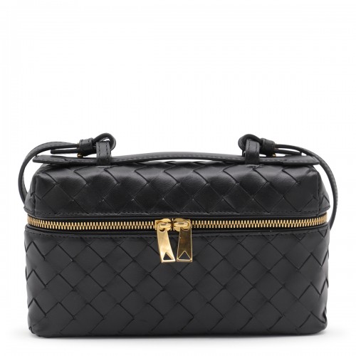 BLACK LEATHER TOP HANDLE BAG