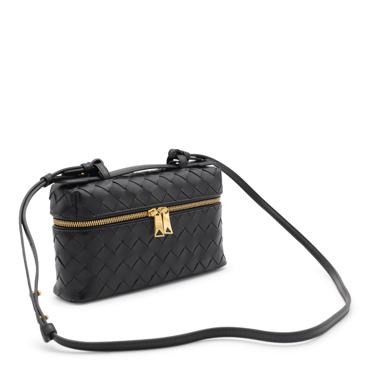 BLACK LEATHER TOP HANDLE BAG