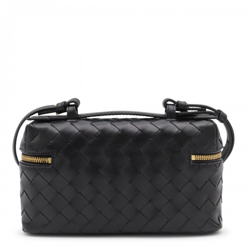 BLACK LEATHER TOP HANDLE BAG
